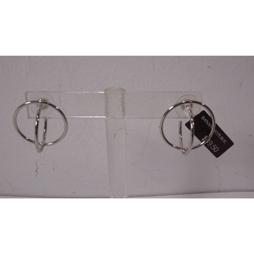 Banana Republic Women's Twisted Silver Interlock Hoop Earring NWT 39.50